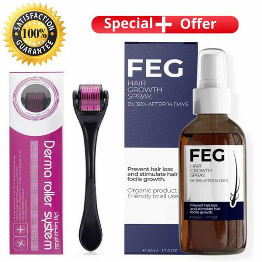 Pack of 2 FEG Hair Growth Spray + Derma Roller🌿
